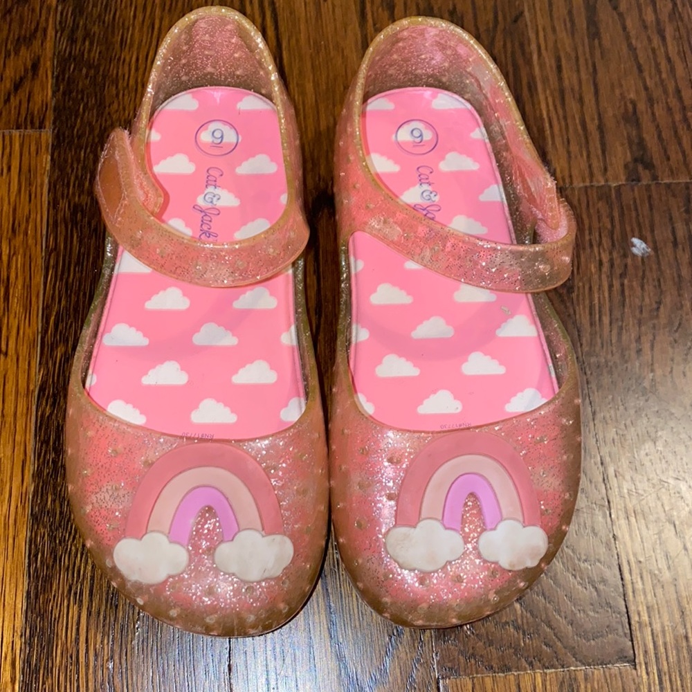 Cat & Jack Pink Rainbow Sandals size 9